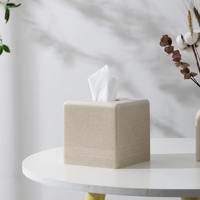Tissue Box Cover Square, Resin Facial Tissue Holder Covers Cube Toilet Paper - Image 5