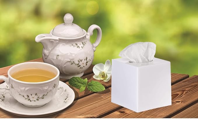2 Pack White Tissue Box Cover – Square Tissue Box Holder - Image 7