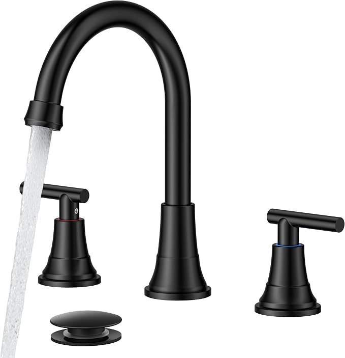 FORIOUS Black Bathroom Faucet 3 Hole Vanity, 2 Handle 360° Swivel Matte Black 8 by FORIOUS