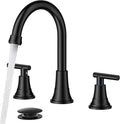 FORIOUS Black Bathroom Faucet 3 Hole Vanity, 2 Handle 360° Swivel Matte Black 8 by FORIOUS