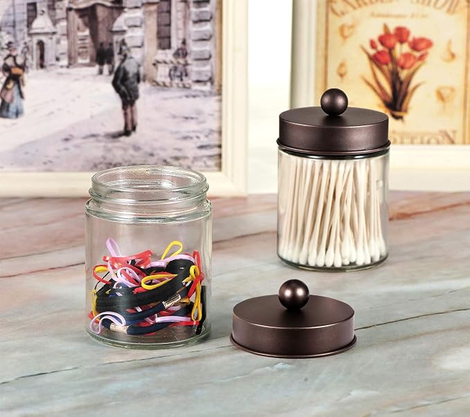 Amolliar 4Pc Apothecary Jars Bathroom Vanity Storage Organizer Set -Countertop - Image 8