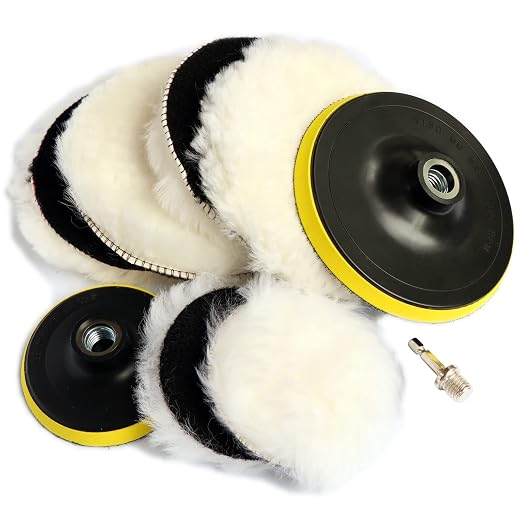 9PCS 4" 6 Inch Natural Wool Polishing Buffing Pad Kit, Polishing Buffing Wheel by Hiqalty