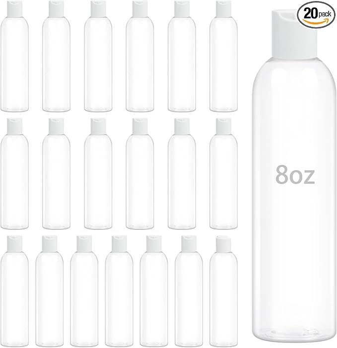 20 Pack 8 oz Clear Plastic Bottles by ZLEVEAYN