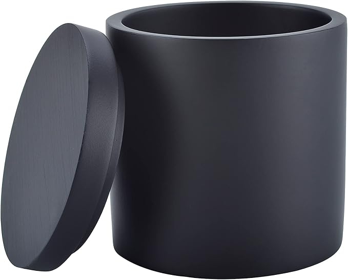 Cotton Swab Holder with Lid, Round Qtip Holder Bathroom Black, Resin Cotton - Image 9