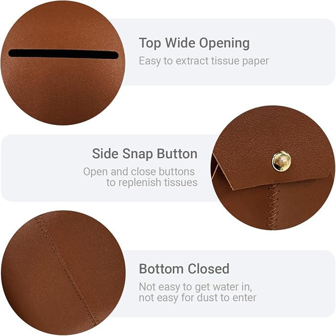 Tissue Box Cover Square, Leather Tissue Holder Organizer - Image 3
