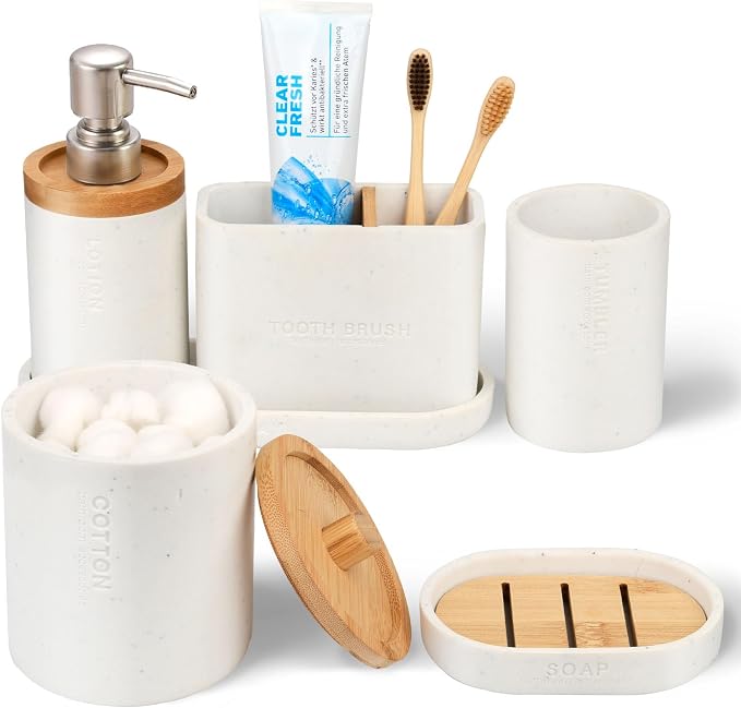Bathroom Accessories Set, Large-Sized Toothbrush Holders Set, Soap Dispenser by Unknown