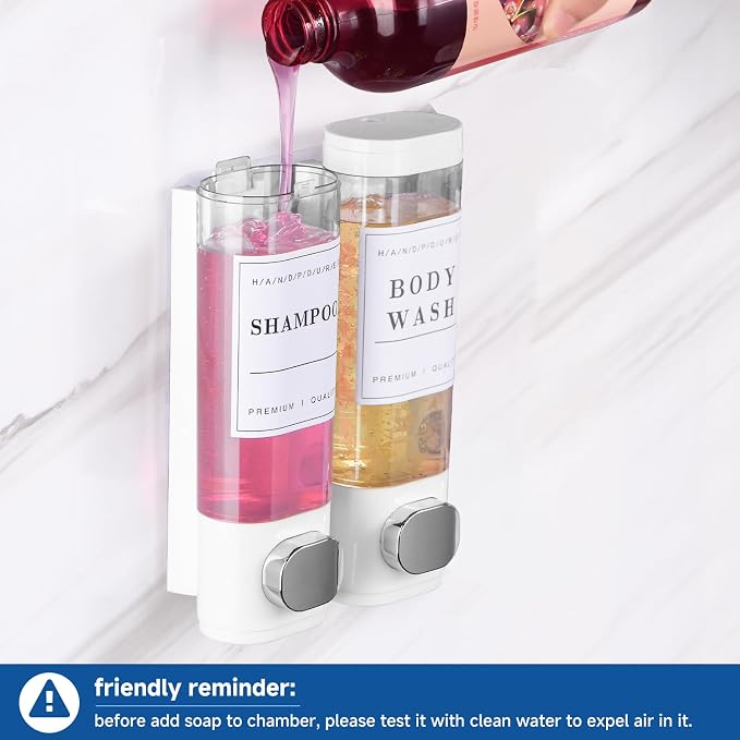 Shampoo and Conditioner Dispenser Bathroom Shower Soap Dispenser Wall Mounted - Image 3