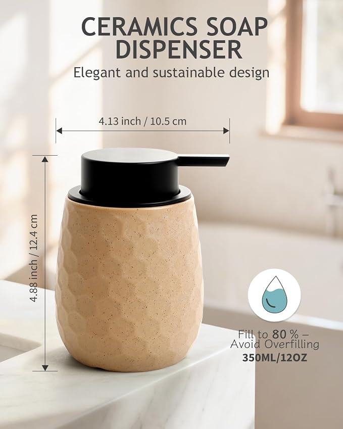 Soap Dispenser, 12OZ Ceramic Liquid Hand Soap Dispenser - Image 2