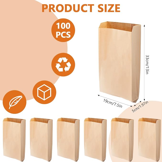 100 PCS Wax Paper Bags, 7.5 x 10 Inch, Suitable - Image 2