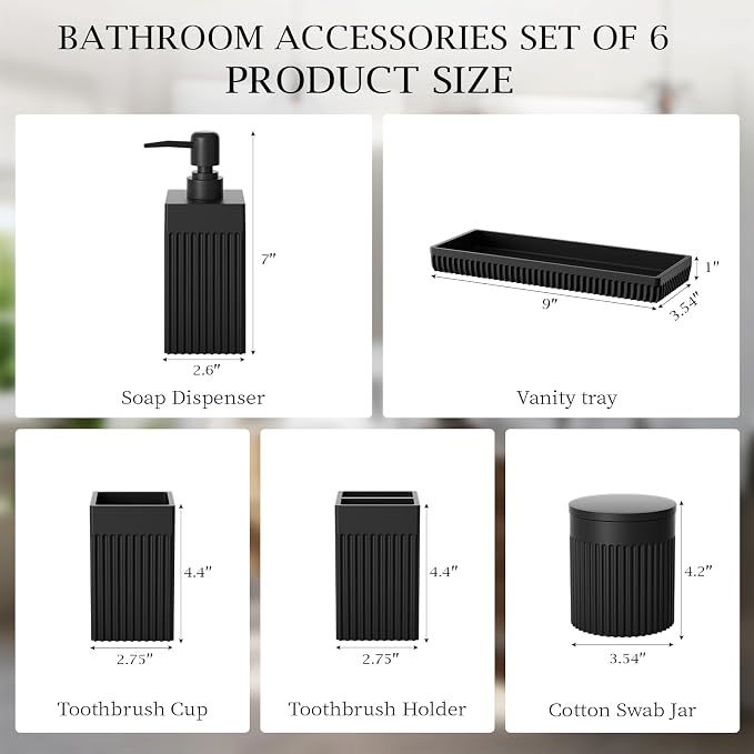 6-Piece Black Bathroom Set - Image 8