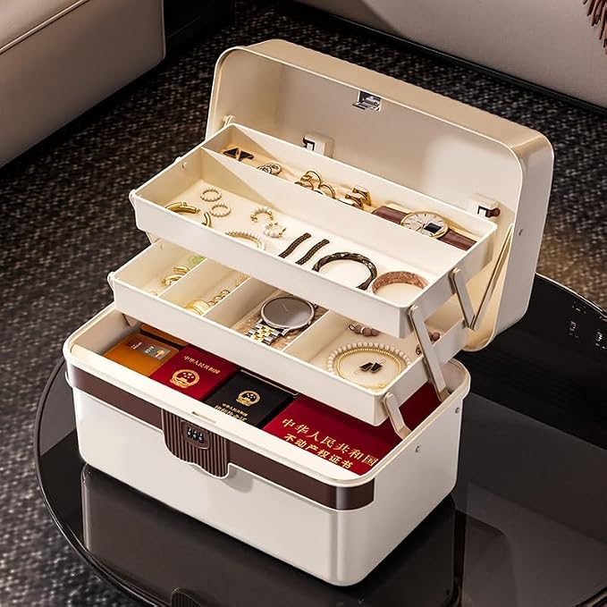 3-Layer Plastic Tackle Lock Box Organizers Storage, Portable Folding Sewing Box - Image 7