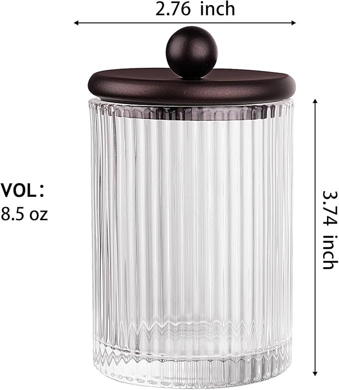 SheeChung 2-Pack Bronze Ribbed Glass Qtip Holder - Image 4