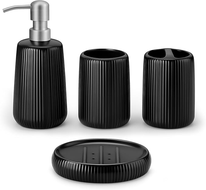 vancasso Ceramic Bathroom Accessories Set 4 Piece, Soap Dispenser by vancasso
