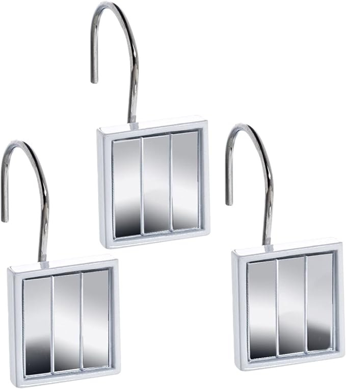 Creative Scents Quilted Mirror White Shower Curtain Hooks by CreativeScents