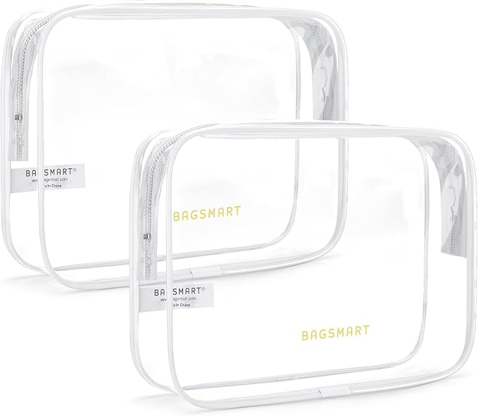 BAGSMART Clear Toiletry Bag, 2 Pack TSA Approved Travel Toiletry Bag Carry on by BAGSMART