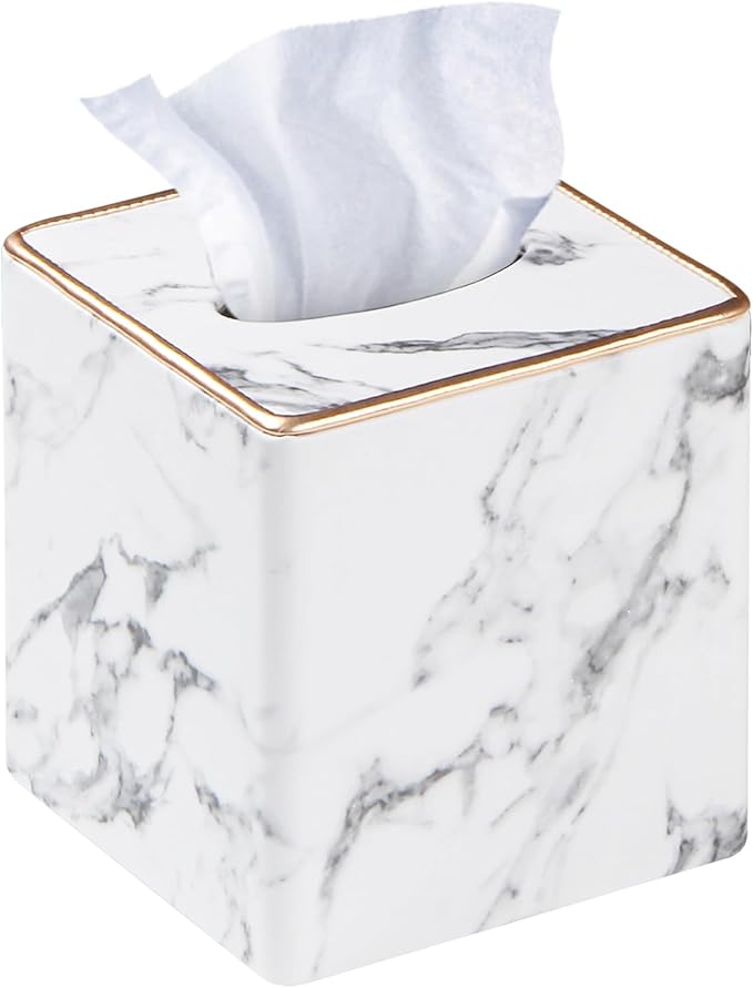 Leather Tissue Box Cover Square, Decorative Cube Tissue Box Holder by YAPISHI