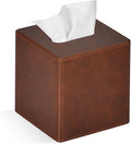 Tissue Box Cover Square PU Leather Facial Tissue Box Holder by GOLRANLYE