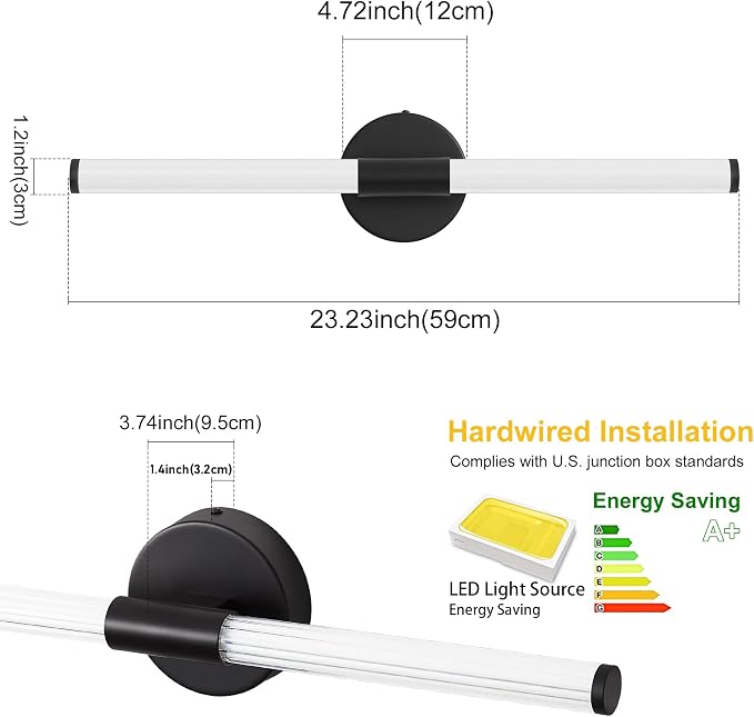 Bathroom Wall Sconces Set of 2 Hardwired, Dimmable 5CCT LED Bathroom Light - Image 7