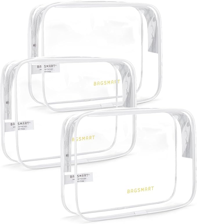 BAGSMART Clear Toiletry Bag, 3 Pack TSA Approved Travel Toiletry bag Carry on by BAGSMART