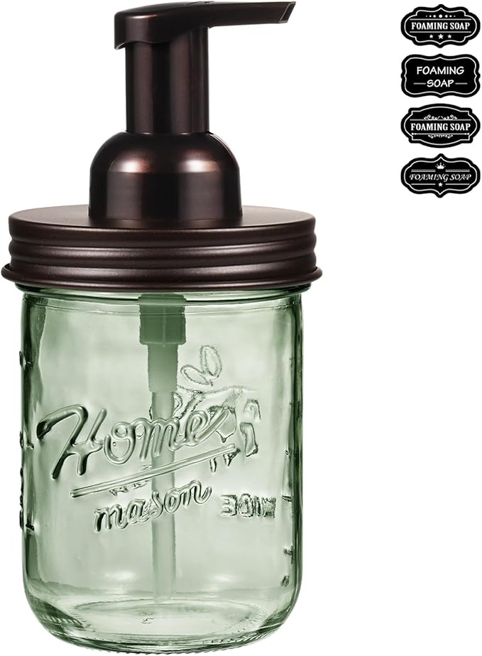 SheeChung Mason Jar Foaming Soap Dispenser, Stainless Steel Lid, BPA Free Pump by SheeChung