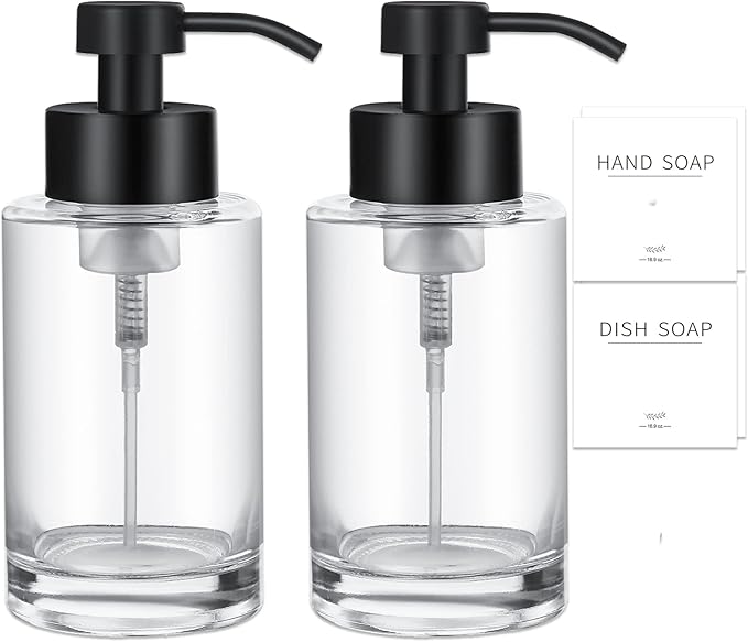 Foaming Soap Dispenser Set, 12 Oz Glass Hand Soap Dispenser by JiatuA