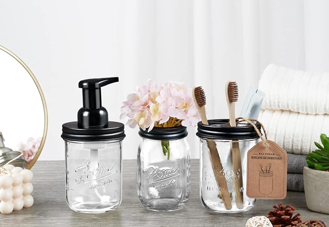 SheeChung Mason Jar Foaming Soap Dispenser, Glass Foaming Hand Soap Dispensers - Image 6