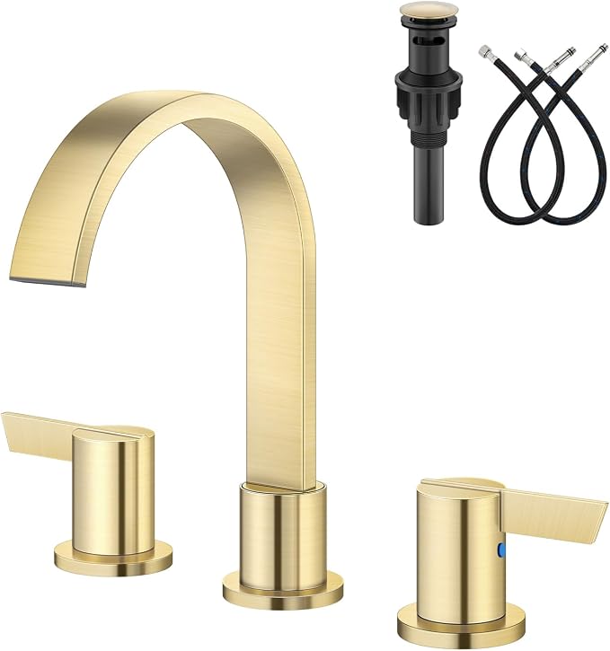 Aolemi Bathroom Faucets 3 Hole, 8 Inch Widespread Waterfall Bathroom Sink Faucet by Aolemi