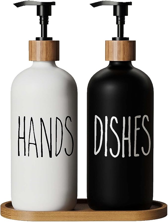 Dish Soap Dispenser for Kitchen Sink.Glass Hand Soap Dispenser, Modern by Aeakey