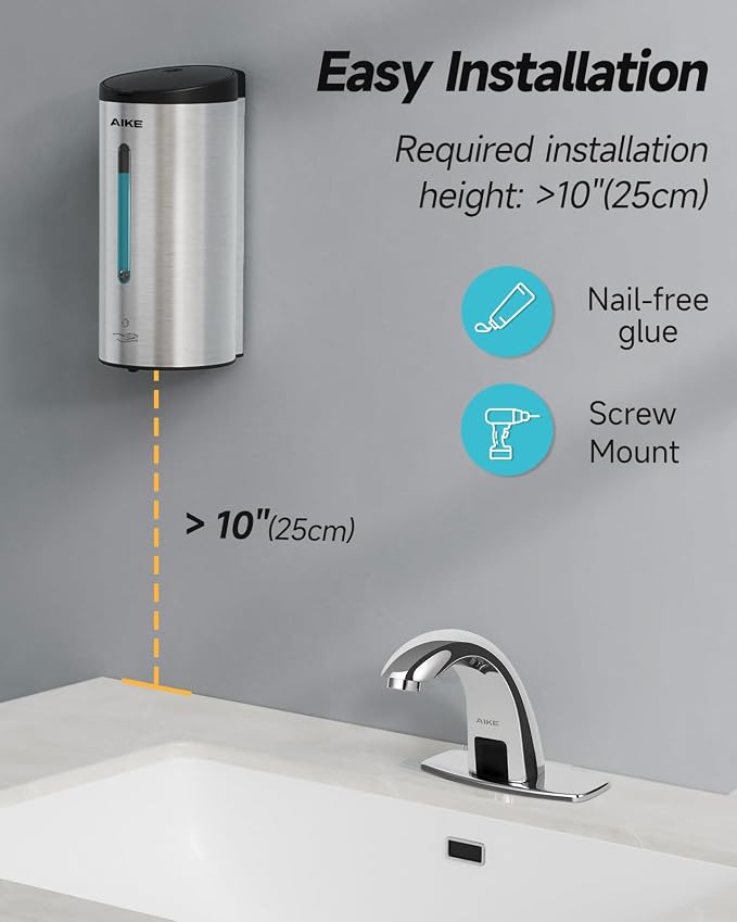 AIKE Wall Mount Automatic Foam Soap Dispenser 25 OZ Commercial Large Capacity - Image 3