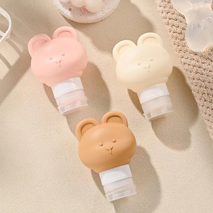 Cute Bear Travel Bottles Set for Toiletries 3 Pack 2.8oz 80ML Leak Proof - Image 2