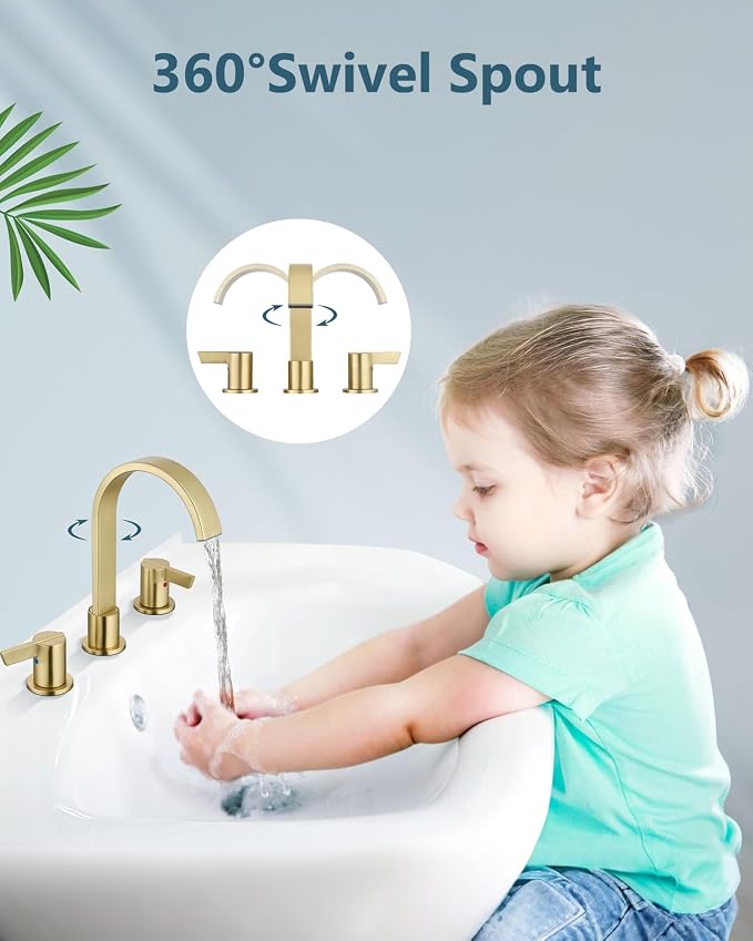 Aolemi Bathroom Faucets 3 Hole, 8 Inch Widespread Waterfall Bathroom Sink Faucet - Image 3