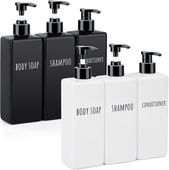 Segbeauty Refillable Shampoo and Conditioner Bottles Set, 6 Pack Empty Plastic by Segbeauty