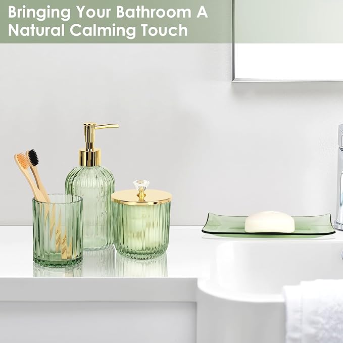 Designer Green Glass Bathroom Accessories Sets - Image 7