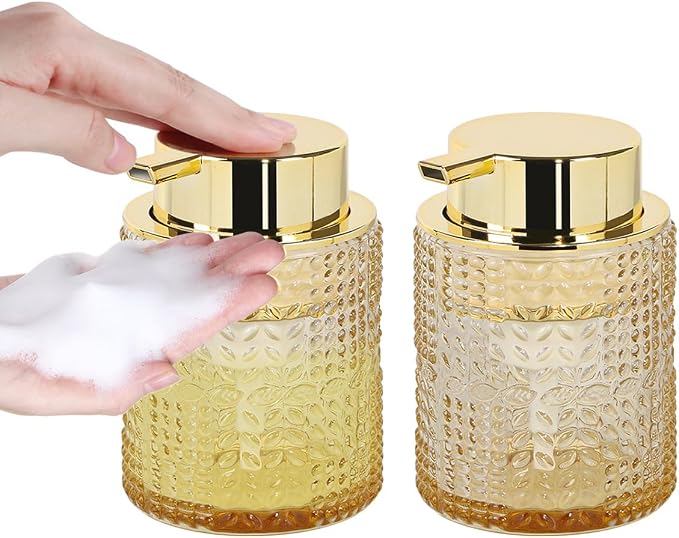 Amber Glass Foaming Soap Dispenser, Glass Lotion Container Bottle by Fvstar