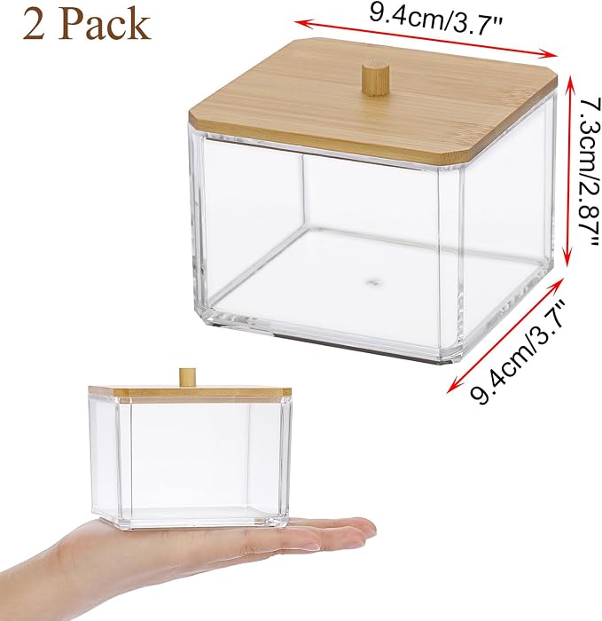 Hipiwe Acrylic Qtip Holder 2 Pack Cotton Swab and Ball Organizer - Image 3