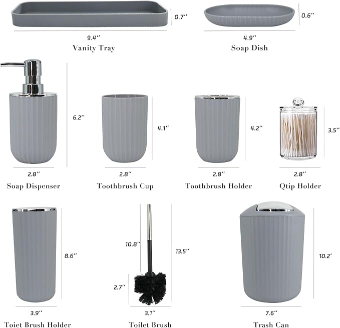 Grey Bathroom Accessories Set - Image 7