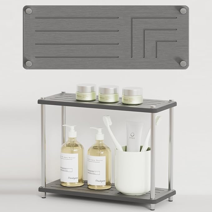 2 Tier Bathroom Organizer and Storage Water Absorbing Stone Bathroom Counter - Image 8