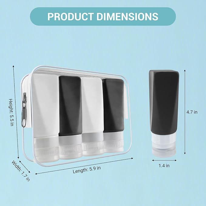 Travel Bottles Leak Proof, 3 oz TSA Approved Silicone Squeezable, Refillable - Image 2