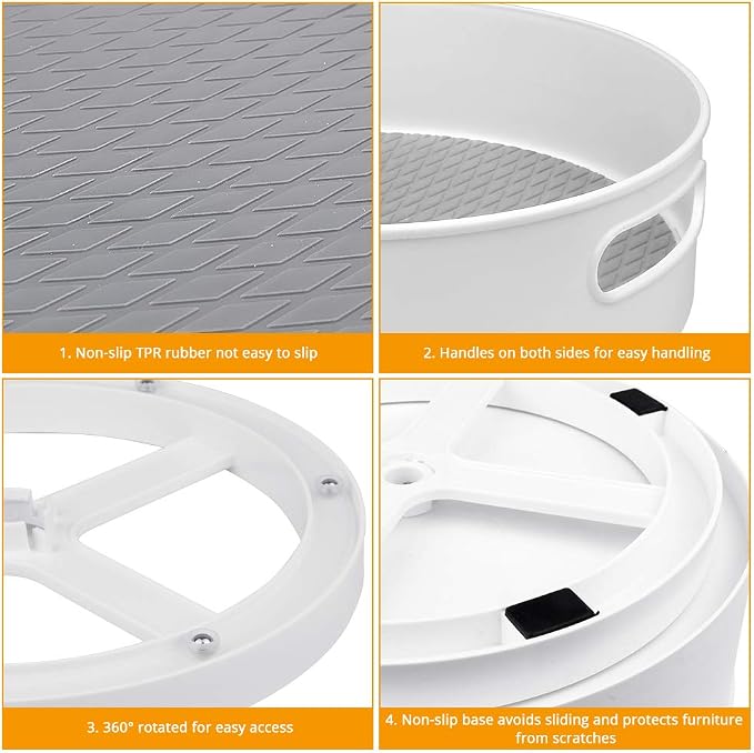 Semlos 2 Packs Lazy Susan Turntable Cupboard Organizer, Revolving Under-Sink - Image 7