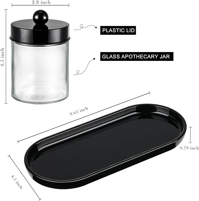 SheeChung Qtip Holder 3pcs, Glass Apothecary Jars - Image 3
