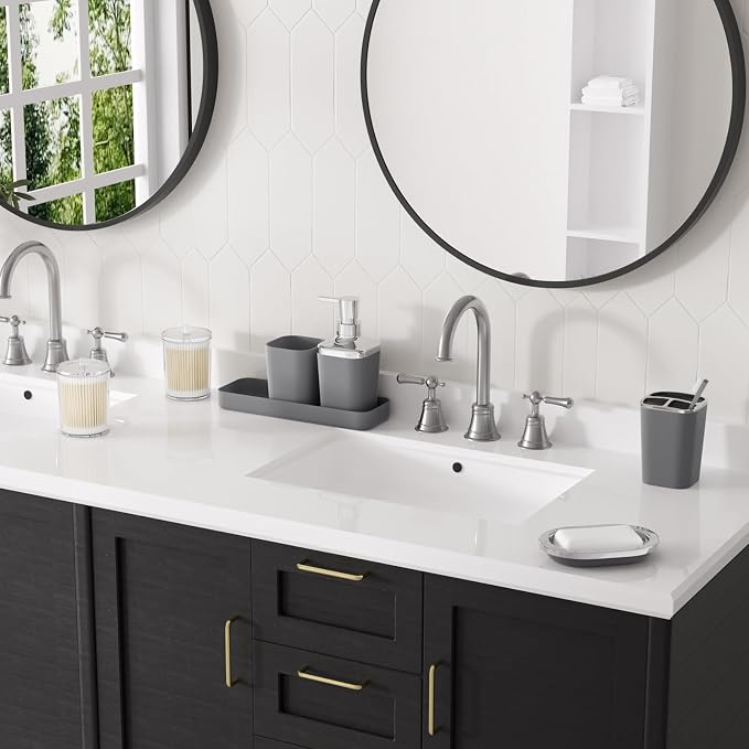 Grey Bathroom Accessories Sets Complete, 9-Piece Bathroom Accessories - Image 2