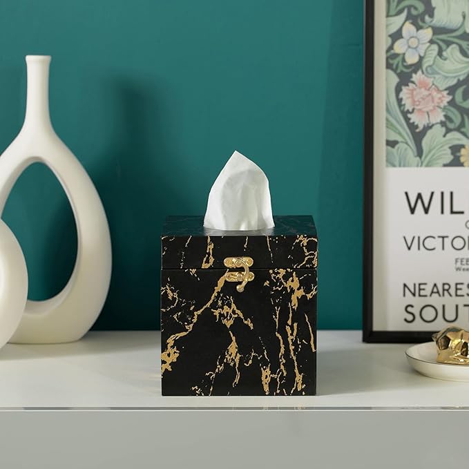 Black and Gold Marble Tissue Box Cover - Image 6
