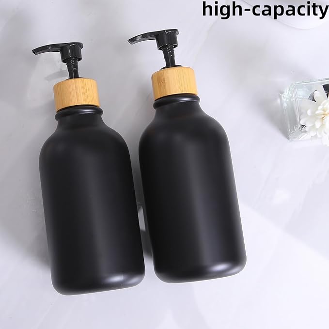 Matte Black Bathroom Accessories Set 9PCS, Bamboo Bathroom Accessories Sets - Image 2