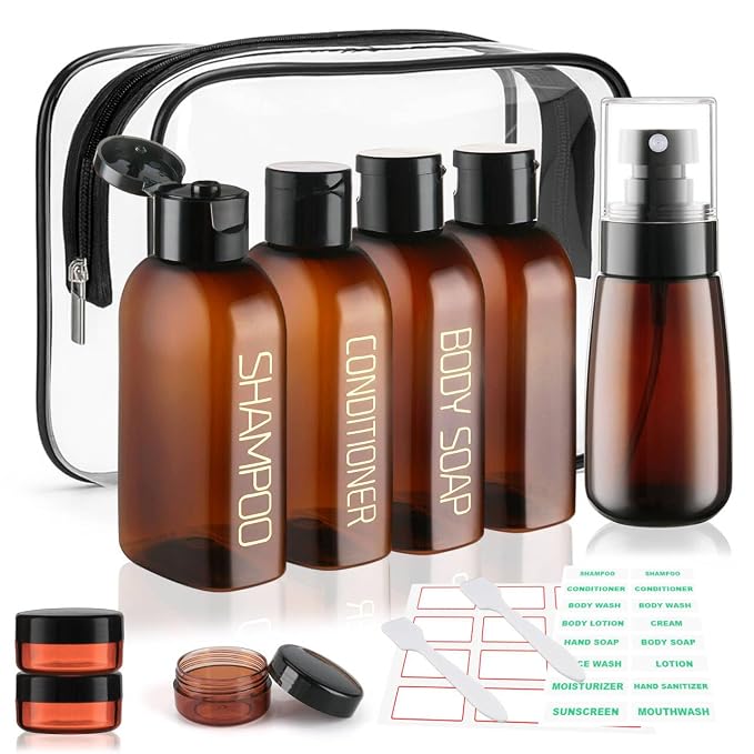 Cosywell Travel Bottles for Toiletries 9PCS Plastic Squeeze Bottles TSA by Cosywell