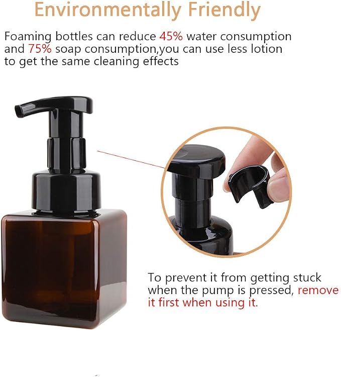UUJOLY Foaming Soap Dispenser, 250ml Refillable Pump Bottle - Image 2