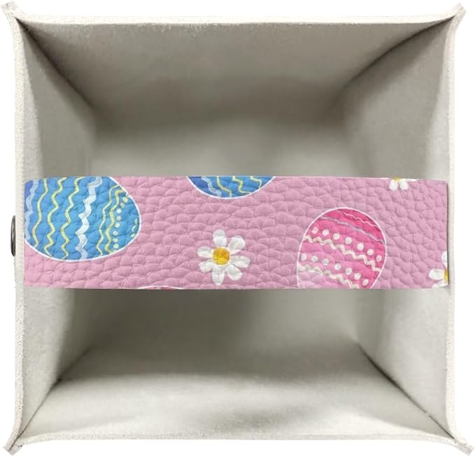 Pink Eggs Flower Tissue Box Case PU Leather Square Modern Asthetic Tissue Box - Image 3