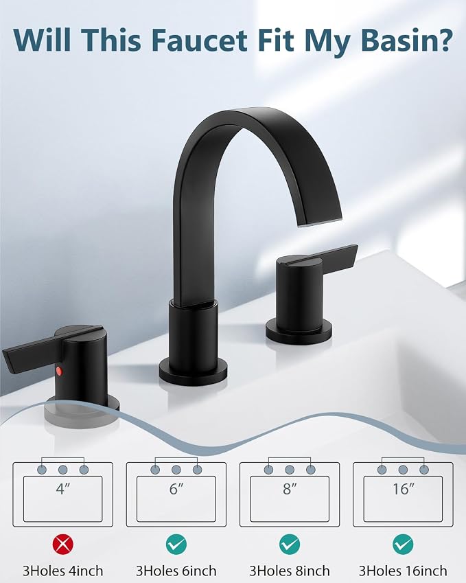 Aolemi Bathroom Faucets 3 Hole, 8 Inch Widespread Waterfall Bathroom Sink Faucet - Image 9