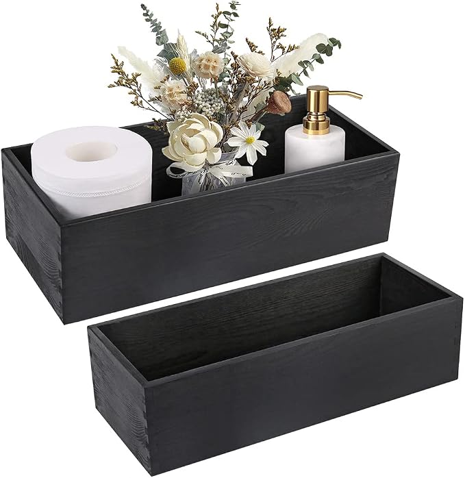 LotFancy Bathroom Decor Box, 2 Pack Wooden Toilet Paper Holder, Farmhouse by LotFancy