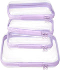 4 pcs Clear Zipper Pouches, Hard Shell Zipper Case, Toiletry Bag by WELPIRT