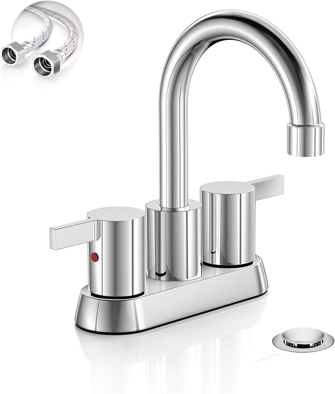 Phiestina 4 Inch Centerset 2 or 3 Holes 2 Handle Chrome Lead-Free Bathroom by Phiestina